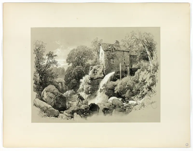 Pandy Mill, from Picturesque Selections Wall Art by James Duffield Harding - High-Resolution Digital Print