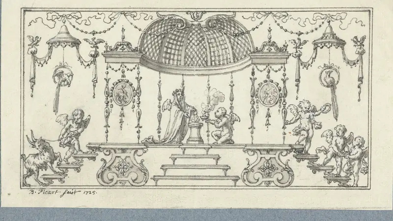 Paneelvulling met offerende putti Wall Art by Bernard Picart - High-Resolution Digital Print