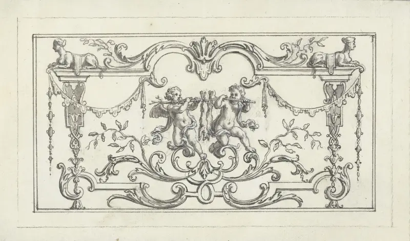 Paneelvulling met putti die gedode hazen dragen Wall Art by Bernard Picart - High-Resolution Digital Print