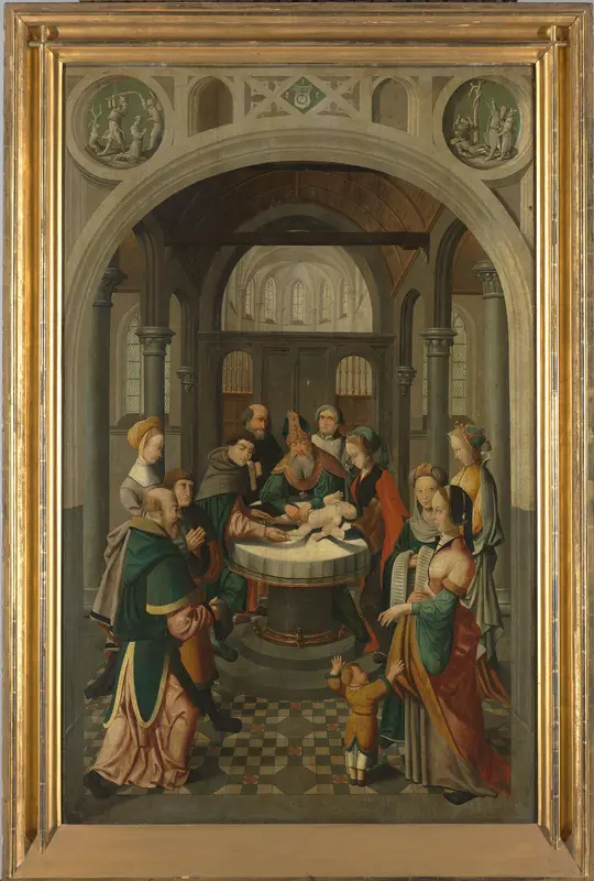 Panel of an Altarpiece with Circumcision of Christ, on verso is Resurrection of Christ Wall Art by Unknown - High-Resolution Digital Print