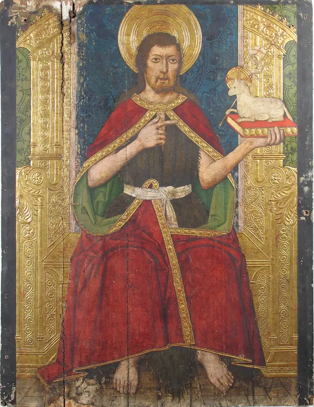Panel with Saint John the Baptist Enthroned from Retable Wall Art by Domingo Ram - High-Resolution Digital Print