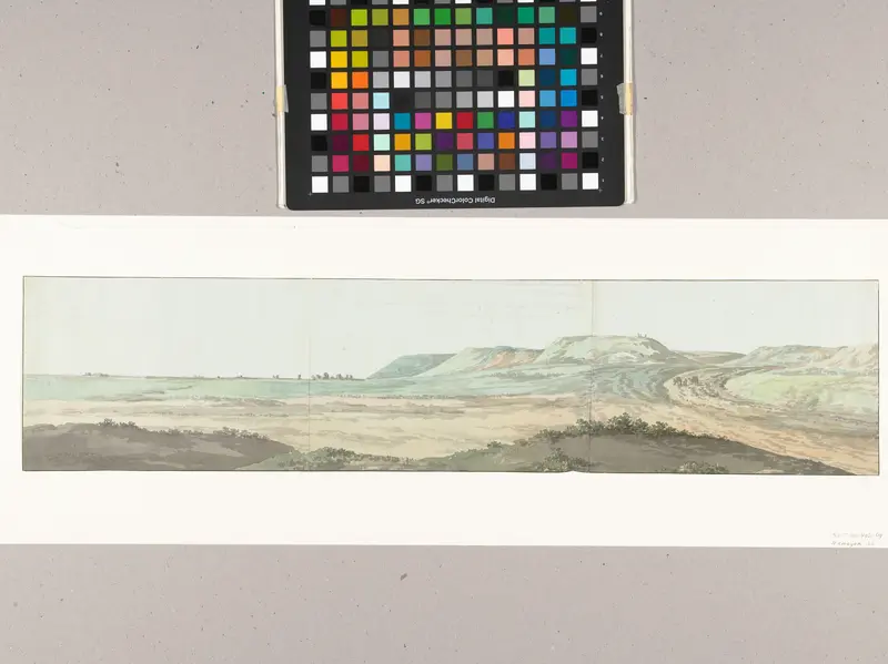 Panorama met twee heuvels en vlakte in omgeving van het oude Cannes Wall Art by Louis Ducros - High-Resolution Digital Print