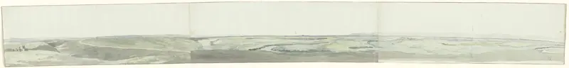 Panorama met vlakte bij Cannes gezien vanaf verhoging in landschap Wall Art by Louis Ducros - High-Resolution Digital Print