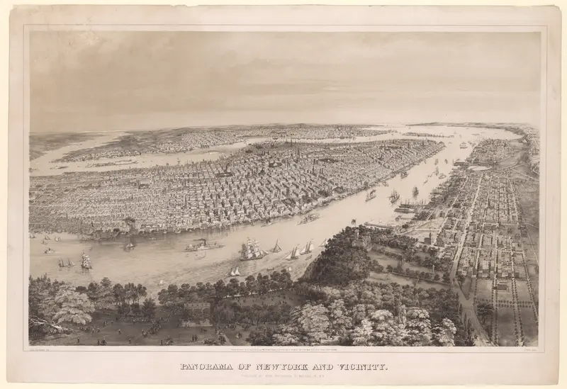 Panorama of New York and Vicinity Wall Art by John Bachmann - High-Resolution Digital Print