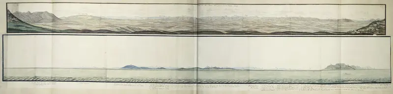 Panorama of the west coast of the southern part of South Africa seen from Robben Island Wall Art by Unknown - High-Resolution Digital Print