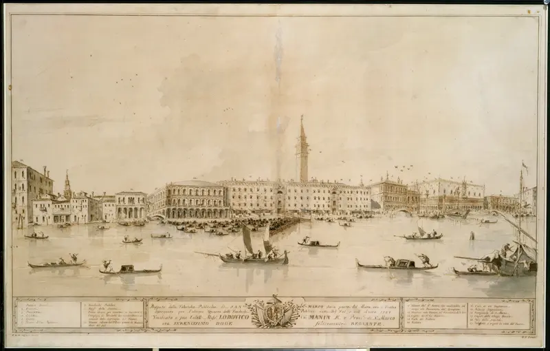 Panorama of Venice from the Bacino di San Marco, Including the Project for the Proposed Teatro Manin Wall Art by Francesco Guardi - High-Resolution Digital Print