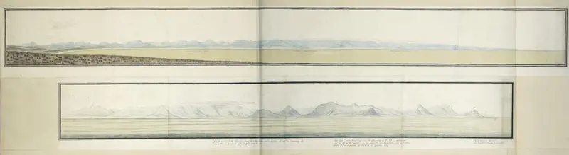 Panorama van de oostzijde van Valsbaai, vanaf Simonsberg (links) tot Kaap Hangklip (rechts) Wall Art by Unknown - High-Resolution Digital Print