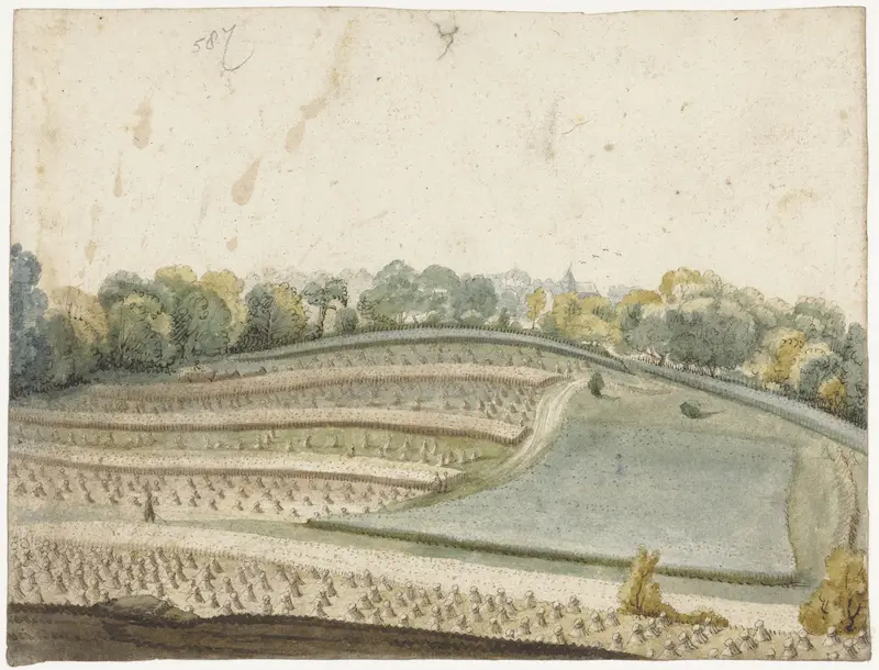 Panorama van een golvend graanveld van boven gezien Wall Art by Gerard ter Borch (I) - High-Resolution Digital Print