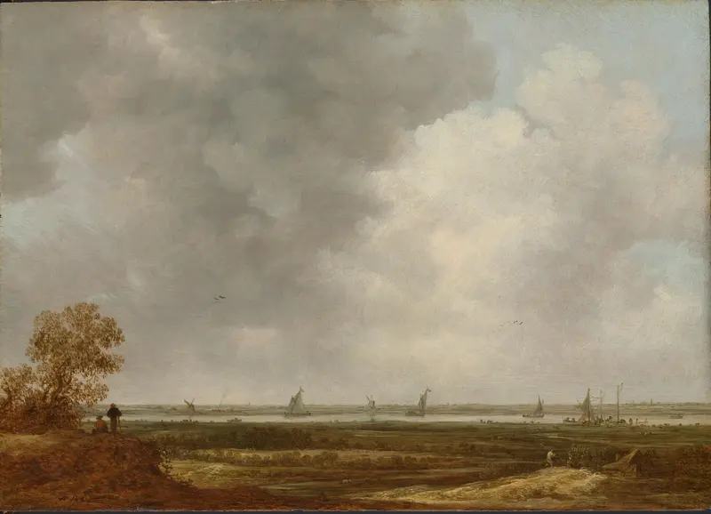 Panoramic View of a River with Low-lying Meadows Wall Art by Unknown - High-Resolution Digital Print