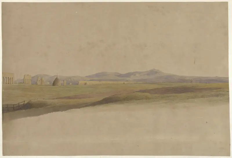 Panoramisch landschap met aquaduct, Aqua Claudia Wall Art by Abraham Teerlink - High-Resolution Digital Print