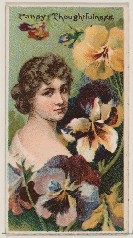 Pansy: Thoughtfulness, from the series Floral Beauties and Language of Flowers (N75) for Duke brand cigarettes Wall Art by American Tobacco Company - High-Resolution Digital Print