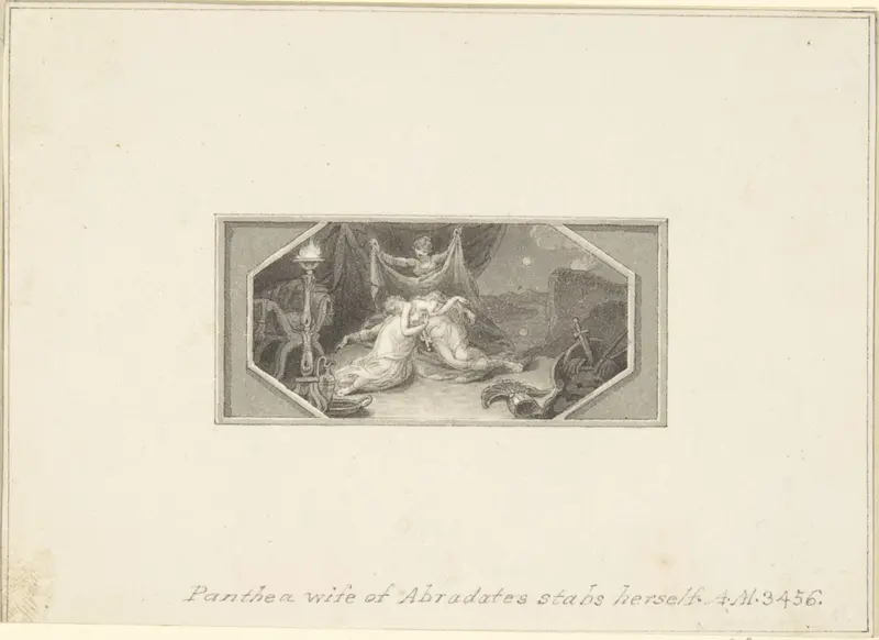 Panthea, Wife of Abradates, Stabs herself Wall Art by Edward Francis Burney - High-Resolution Digital Print