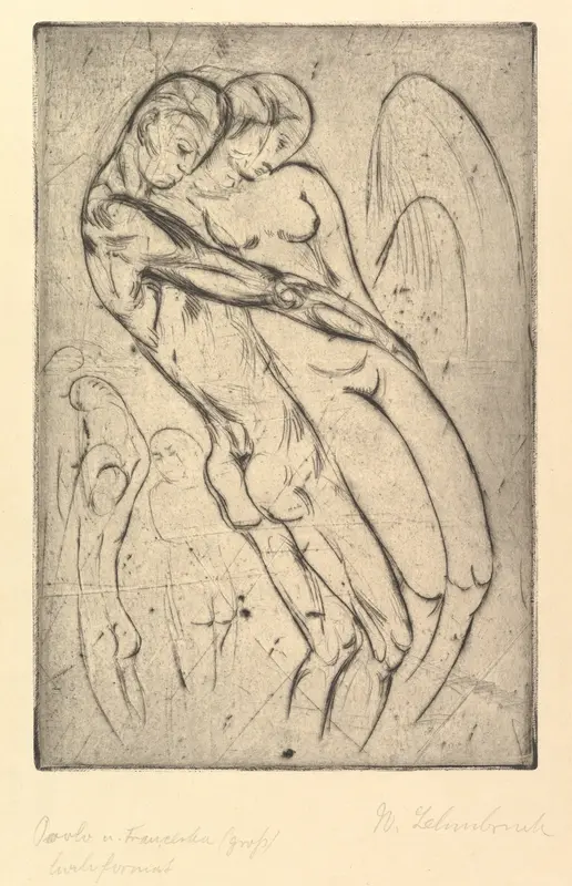 Paolo and Francesca (Paolo und Francesca groß, Hochformat) Wall Art by Wilhelm Lehmbruck - High-Resolution Digital Print
