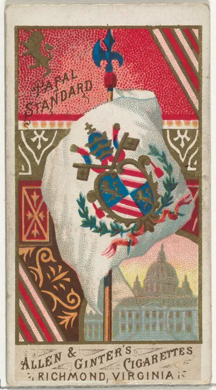 Papal Standard, from Flags of All Nations, Series 1 (N9) for Allen & Ginter Cigarettes Brands Wall Art by Allen & Ginter - High-Resolution Digital Print