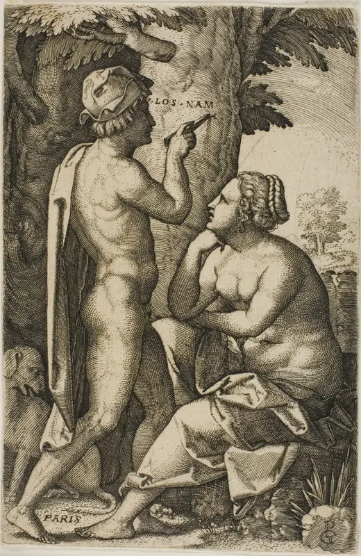 Paris and Oenone, from Greek Heroines Wall Art by Georg Pencz - High-Resolution Digital Print