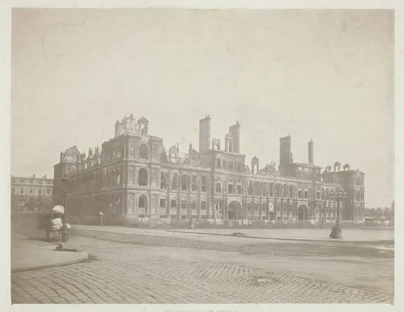 Paris Fire (The Facade of City Hall), from the series "Paris Incendié" Wall Art by Charles Soulier - High-Resolution Digital Print