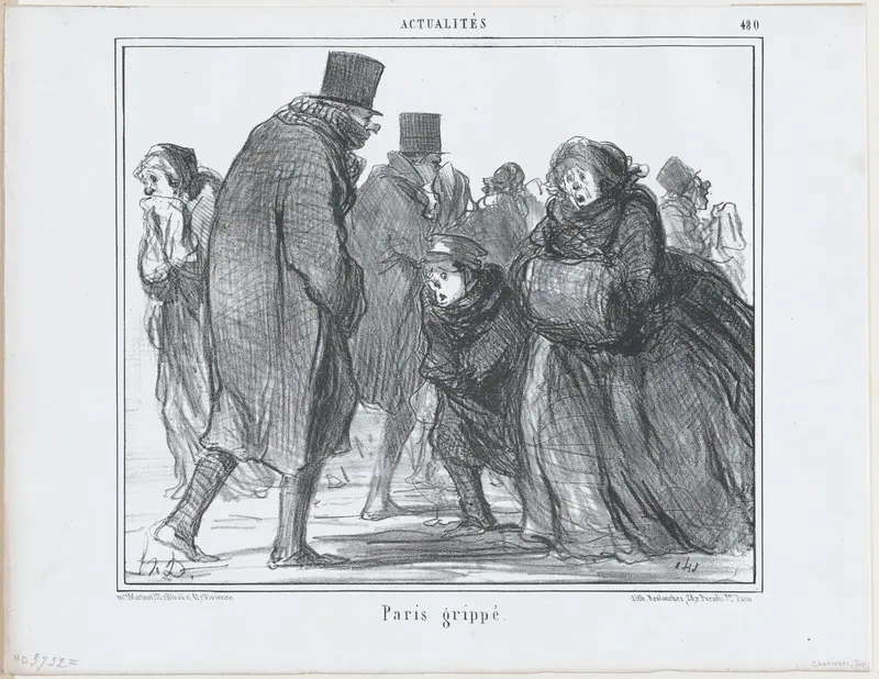 Paris Grippé, from Actualités, published in "Le Charivari" Wall Art by Honoré Daumier - High-Resolution Digital Print