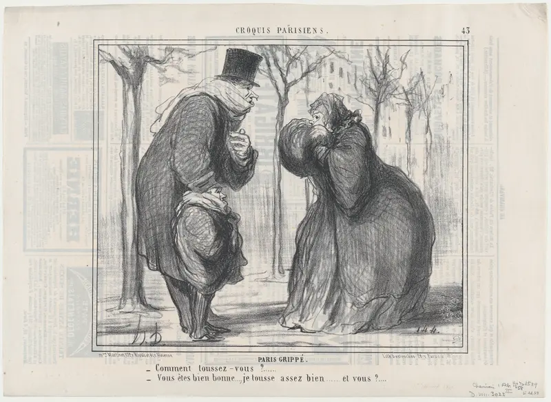 Paris Grippé, from Croquis Parisiens, published in Le Charivari, February 1, 1858 Wall Art by Honoré Daumier - High-Resolution Digital Print