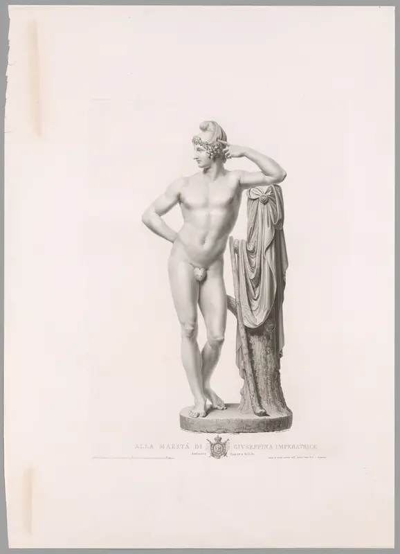Paris Leaning on Tree Stump, Front View, from Oeuvre de Canova Wall Art by Antonio Canova - High-Resolution Digital Print
