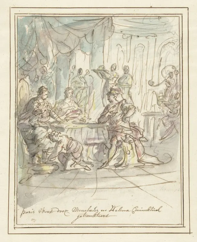 Paris onthaald door Menelaüs en Helena Wall Art by Elias van Nijmegen - High-Resolution Digital Print