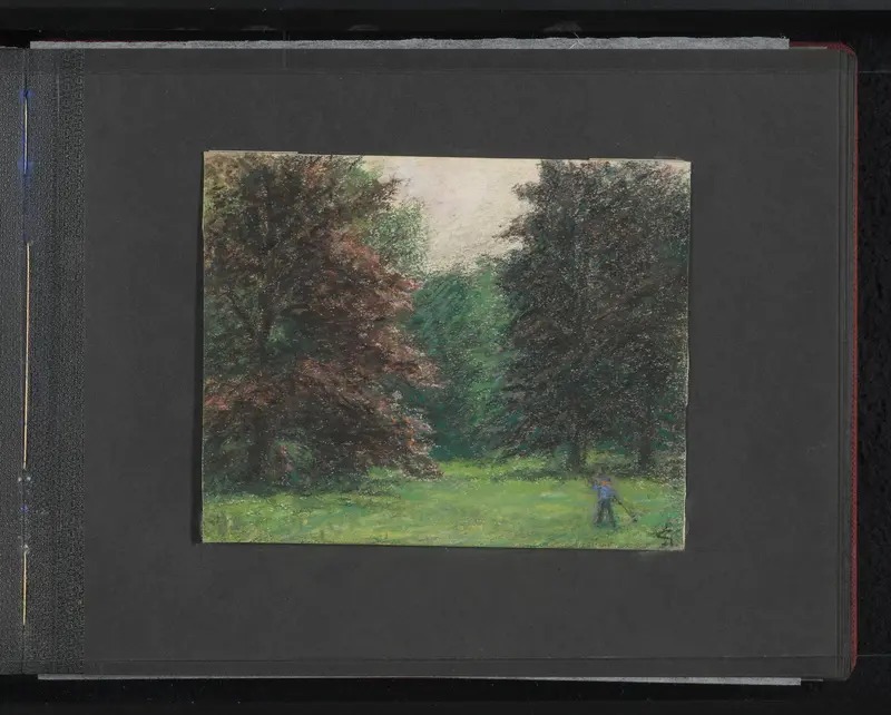 Park met bomen en een tuinman Wall Art by Unknown - High-Resolution Digital Print