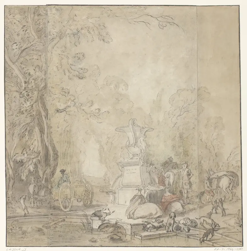 Parkgezicht met een jachtgezelschap Wall Art by Jacques Lajoue - High-Resolution Digital Print