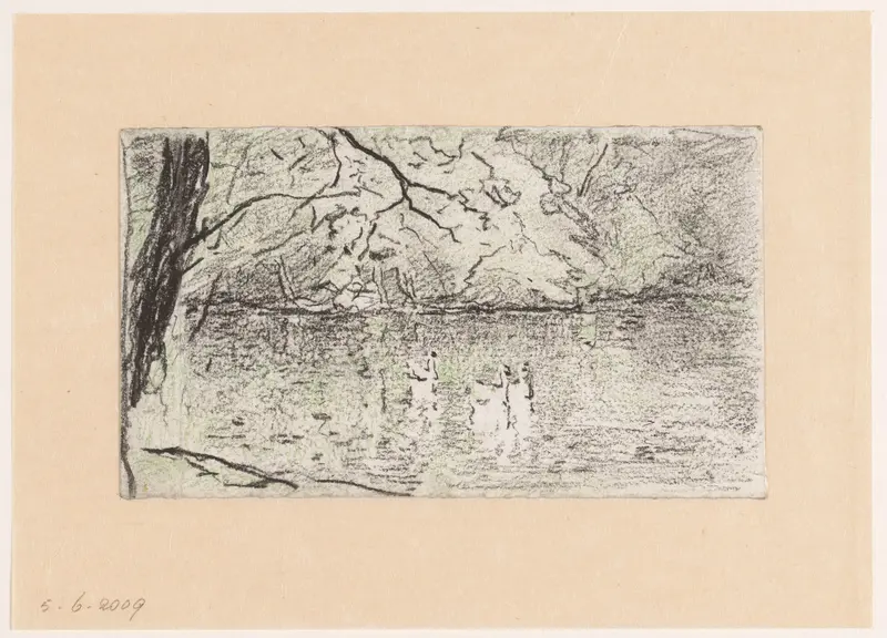 Parkgezicht, vijver met zwanen Wall Art by Carel Nicolaas Storm van 's-Gravesande - High-Resolution Digital Print