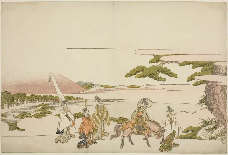 Parody of Ariwara no Narihira's eastern journey