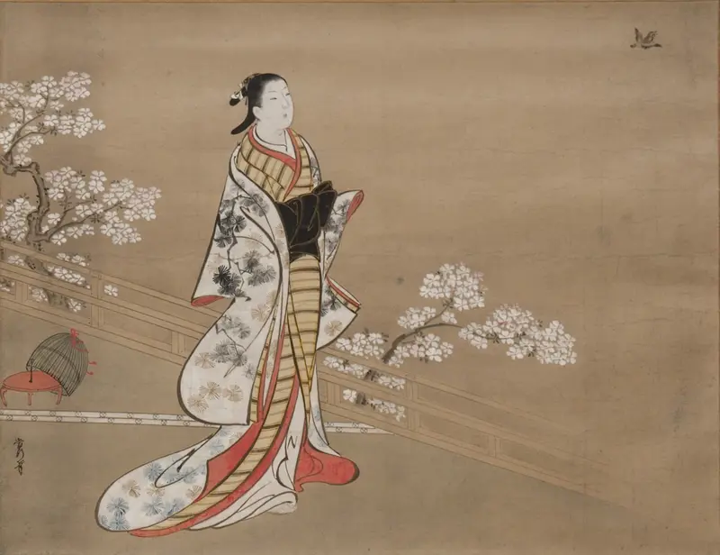 Parody of Murasaki, from "Lavender" (Wakamurasaki), chapter 5 of the Tale of Genji Wall Art by Kawamata Tsuneyuki - High-Resolution Digital Print