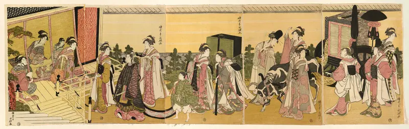 Parody of Prince Genji and his procession