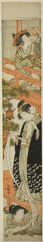 Parody of the Letter-Reading Scene in Chushingura Wall Art by Isoda Koryusai - High-Resolution Digital Print
