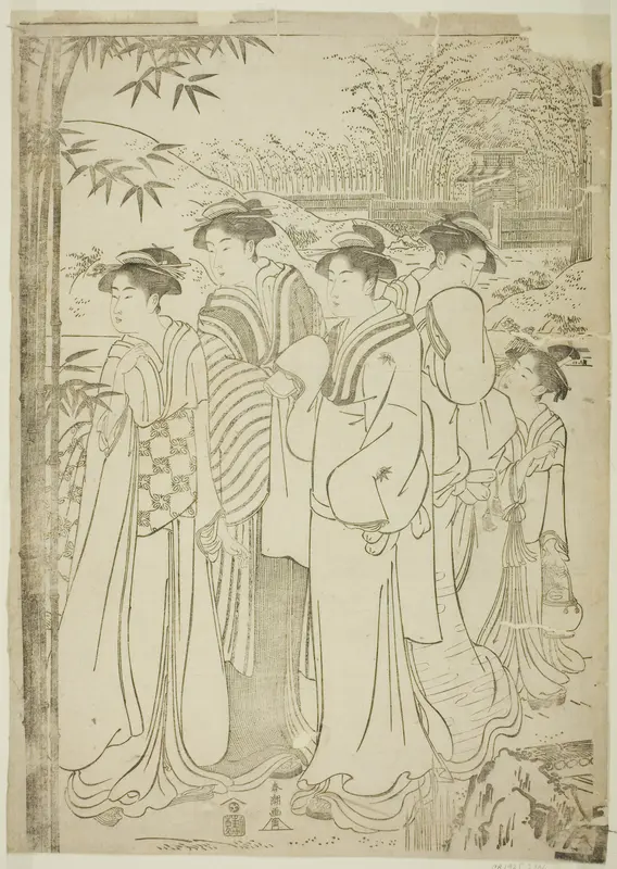 Parody of the Seven Sages of the Bamboo Grove Wall Art by Katsukawa Shunchô - High-Resolution Digital Print