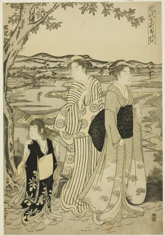 Parrot Komachi, from the series The Fashionable Seven Komachi (Furyu nana Komachi) Wall Art by Chôbunsai Eishi - High-Resolution Digital Print