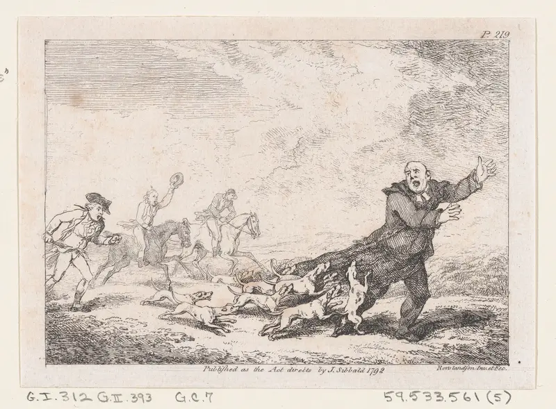 Parson Adams Engaged In A Perilous Hunting Adventure, from "The Adventures of Joseph Andrews, and his friend Mr. Abraham Adams" Wall Art by Thomas Rowlandson - High-Resolution Digital Print