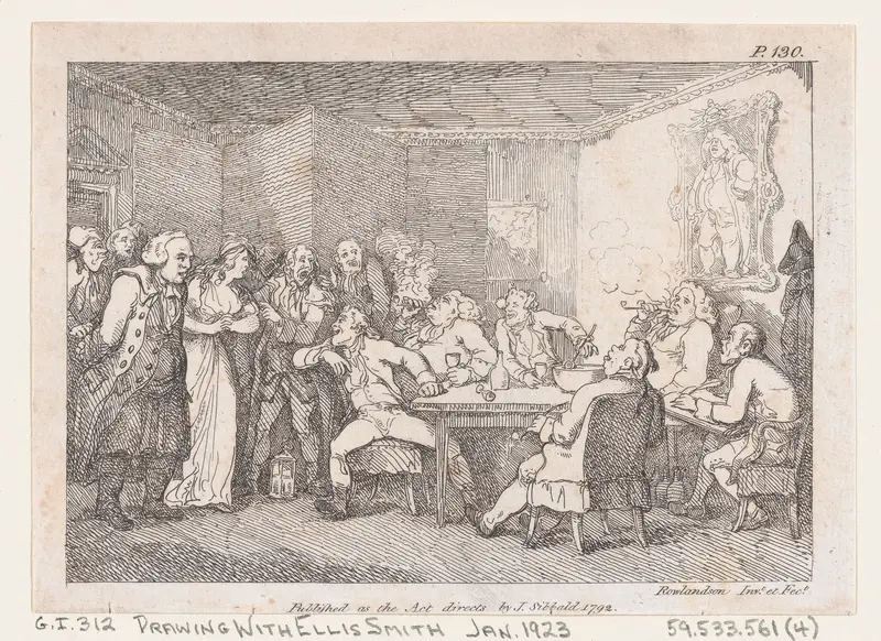 Parson Adams & Fanny examined as culprits before the country Justice, from "The Adventures of Joseph Andrews, and his friend Mr Abraham Adams" Wall Art by Thomas Rowlandson - High-Resolution Digital Print