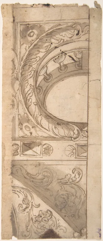 Partial Design for a Ceiling with Oculus Wall Art by Anonymous, Italian, Roman-Bolognese, 17th century - High-Resolution Digital Print