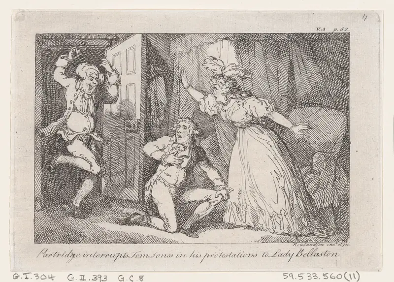 Partridge Interrupts Tom Jones in his Protestations to Lady Bellaston, from "The History of Tom Jones, a Foundling" Wall Art by Thomas Rowlandson - High-Resolution Digital Print