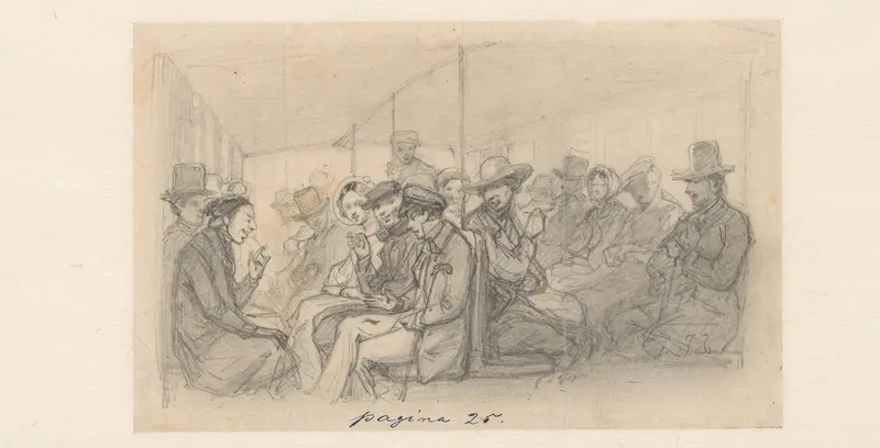 Passagiers in een trekschuit Wall Art by anonymous - High-Resolution Digital Print