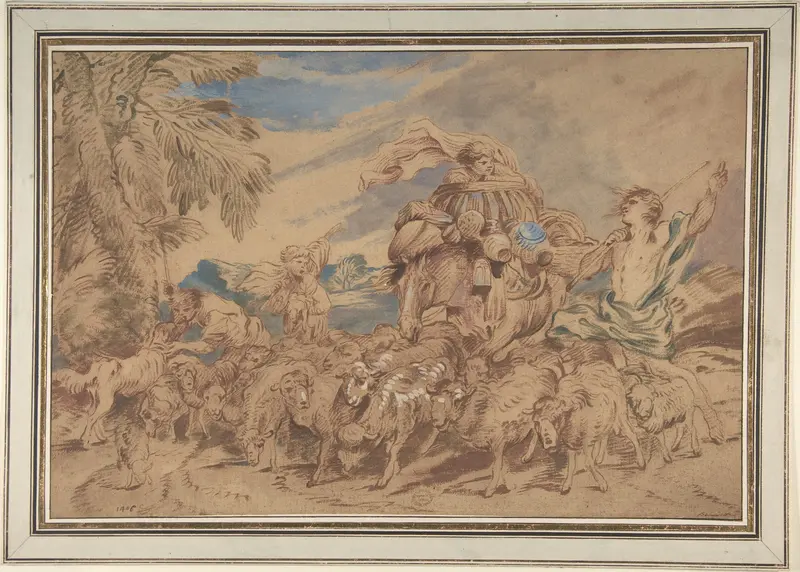 Pastoral Scene: Shepherds and Their Flock Wall Art by Michel Corneille the Younger - High-Resolution Digital Print