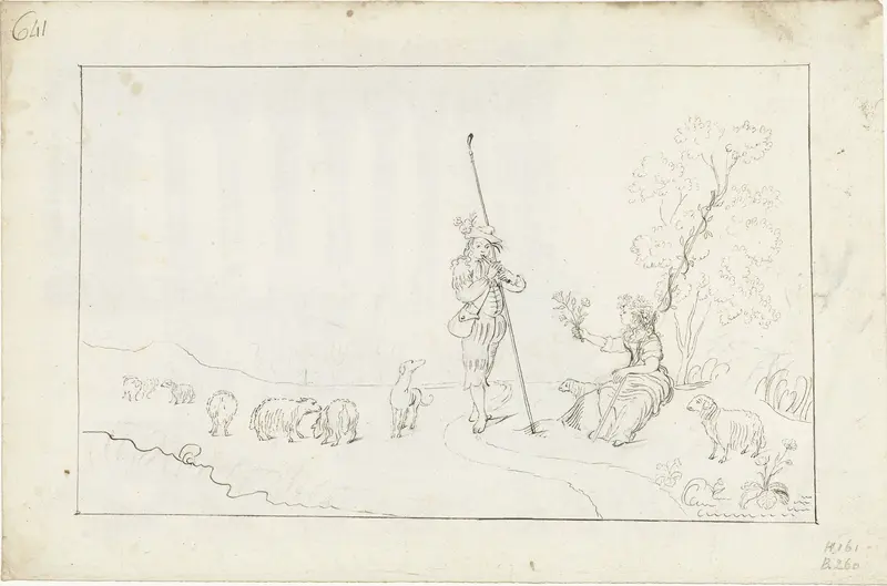 Pastorale scène met herder en herderin Wall Art by Gesina ter Borch - High-Resolution Digital Print