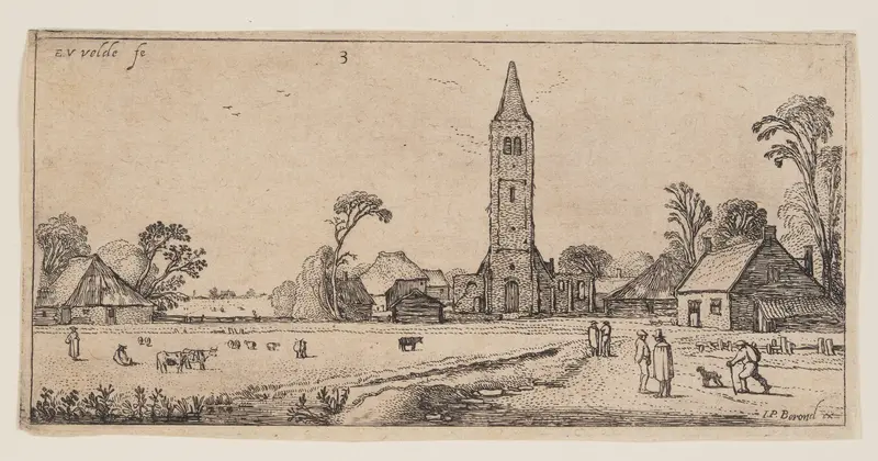 Path at Right Leading to a Village, from Landscapes Wall Art by Esaias van den Velde, I - High-Resolution Digital Print