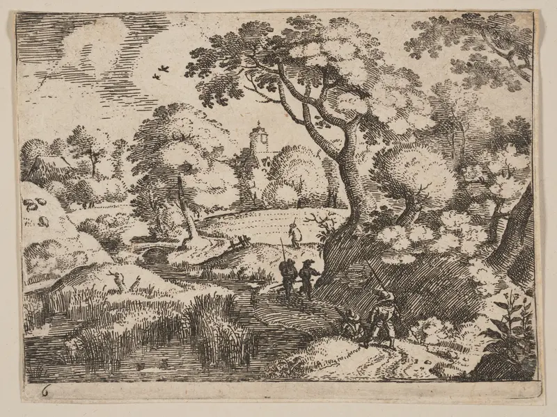 Path between Swamp and Wooded Bank, from Landscapes Wall Art by Jacob Savery, I - High-Resolution Digital Print
