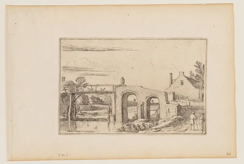 Path to Right of a Wooden and Stone Bridge Wall Art by Esaias van den Velde, I - High-Resolution Digital Print