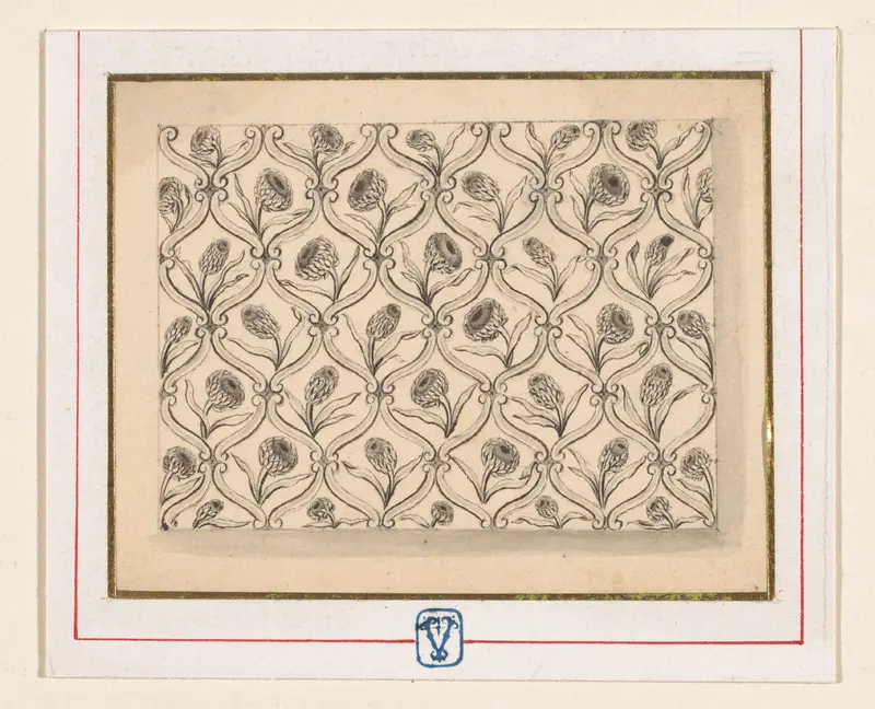 Patroon van vlakken met daarin bloemen Wall Art by Unknown - High-Resolution Digital Print