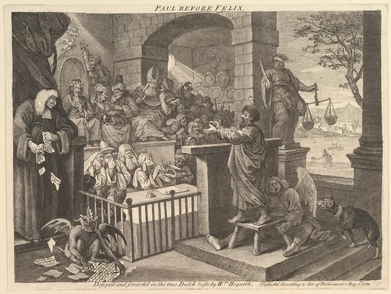 Paul Before Felix Burlesqued Wall Art by William Hogarth - High-Resolution Digital Print