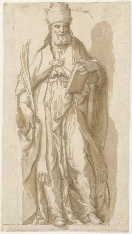 Paus Clemens I staand in een nis Wall Art by Unknown - High-Resolution Digital Print