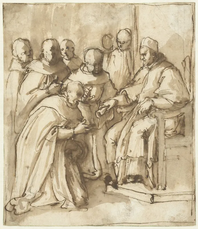 Paus Paulus III geeft de Dominicanen opdracht om talen te onderwijzen Wall Art by Giovanni Battista Ricci - High-Resolution Digital Print