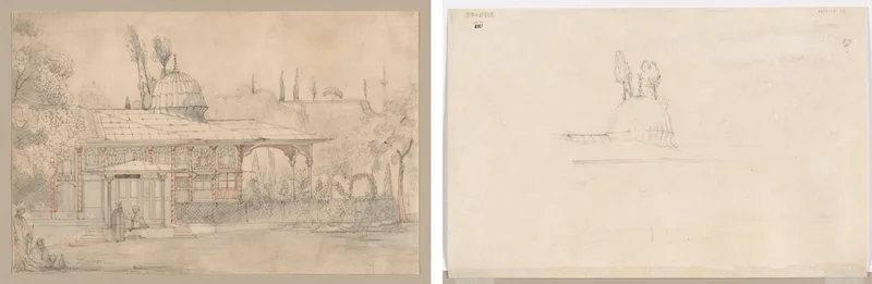 Pavilion Near a Mosque (recto) Sketch for Pavilion Near a Mosque (verso) Wall Art by Félix Ziem - High-Resolution Digital Print