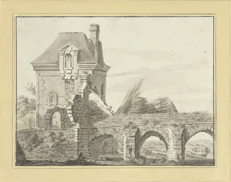 Paviljoen op ruïneuze brug Wall Art by Pieter Gaal - High-Resolution Digital Print
