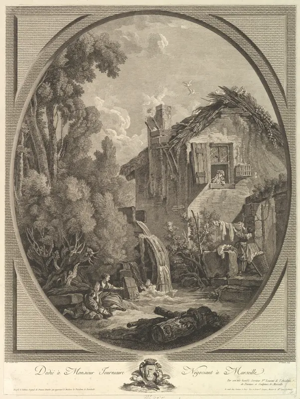 Paysage au Moulin (Windmill Landscape) Wall Art by Pierre François Laurent - High-Resolution Digital Print